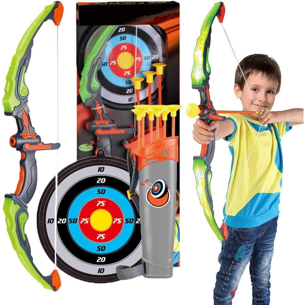 ลูกธนูของเล่น เด็กล่าสัตว์ กีฬายิงธนู กีฬายิงธนู เกมกลางแจ้งสำหรับเด็ก จะเรืองแสง ในร่มและกลางแจ้งสามารถเล่นได้