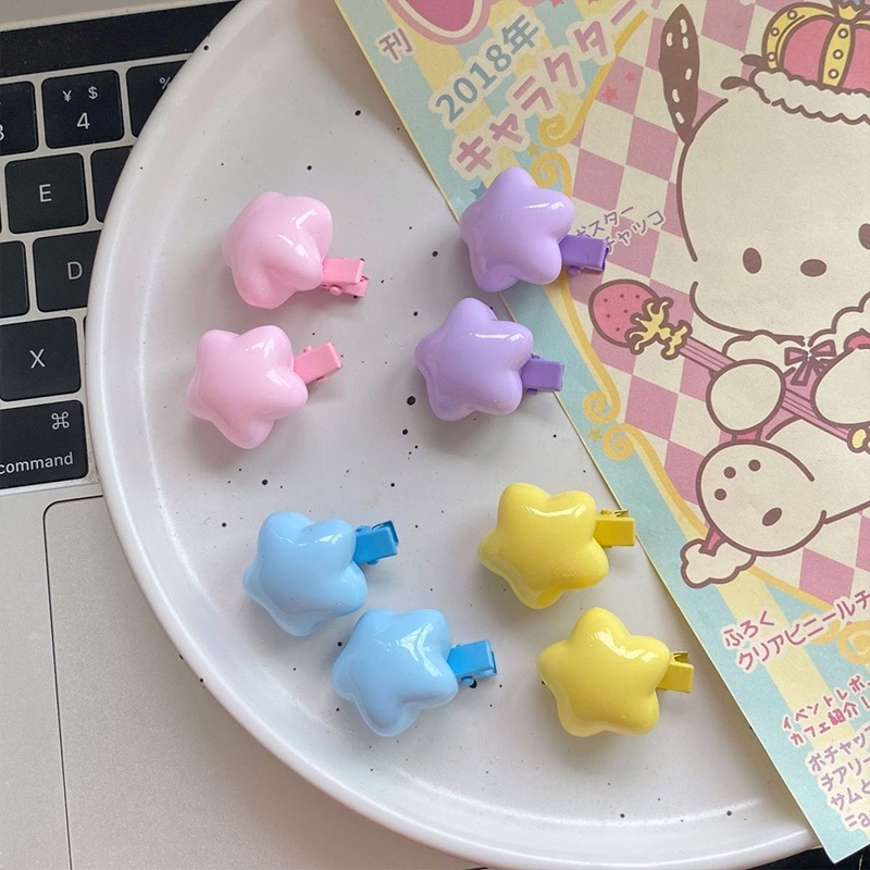 COD-ในไทย กิ๊ฟติดผม สีแคนดี้รูปดาวห้าแฉก มินิหน้าม้าคลิปด้านข้าง น่ารักหวาน สไตล์เกาหลี เด็กนักเรียนสำหรับผู้หญิง-Krismi