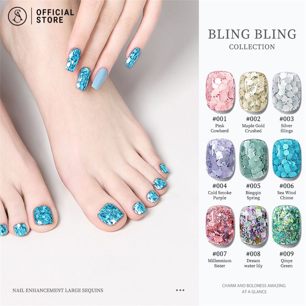 สีทาเล็บเจล เล็บเท้ากาวเลื่อมเงินสีแฟลชกากเพชรแน่นๆ สีเจล สียอดนิยมยาทาเล็บติดทนนาน 12gXEIJAYI