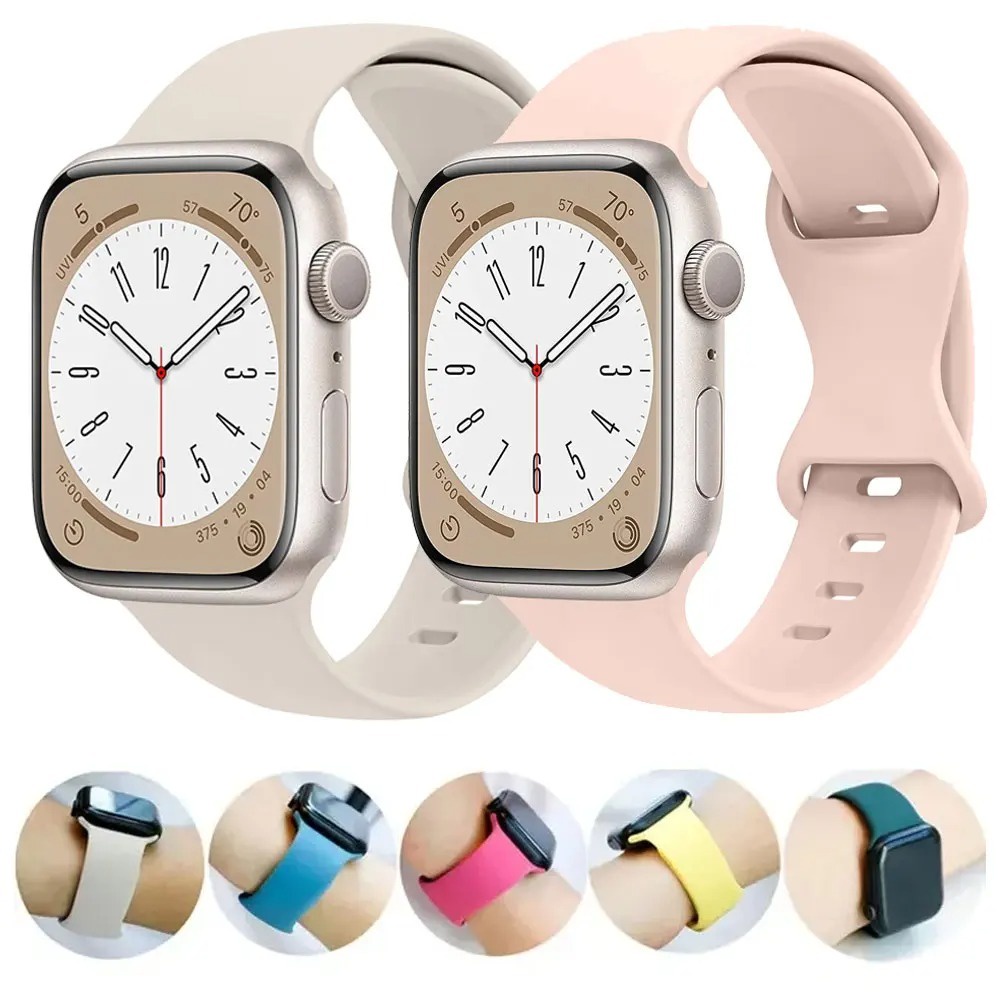 สายนาฬิกาข้อมือซิลิโคน สําหรับ iWatch series 9 8 7 6 5 4 3 SE ultra 2 40 มม. 44 มม. 49 มม. 45 มม. 41 มม. 42 มม. 38 มม.