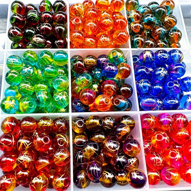 ลูกปัดอะคริลิคใส ทรงกลม ขนาด 8 มม. สีทอง สําหรับทําเครื่องประดับ สร้อยคอ สร้อยข้อมือ DIY จํานวน 50 ชิ้น ต่อแพ็ค