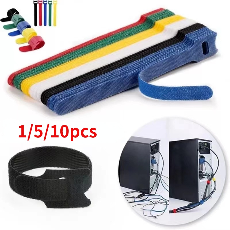 10/20/30pcs Releasable Cable Ties พลาสติกไนลอน Hook Loop Wrap Zip Bundle Fastener สายรัดที่ถอดออกได้ T-type Wire Organizer