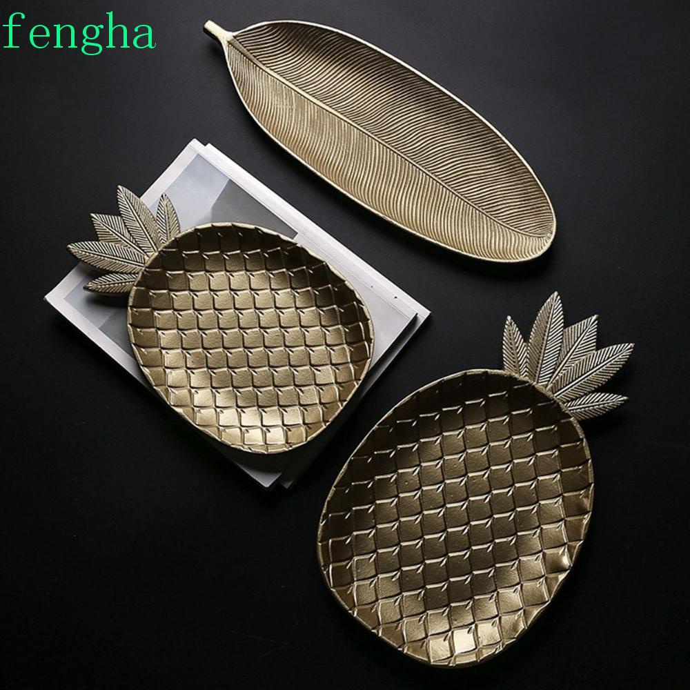Fengha ถาดเสิร์ฟ ตกแต่งบ้าน จานขนม สับปะรด และใบไม้ ตกแต่งโต๊ะ จัดเก็บของหวาน ชั้นวางของ