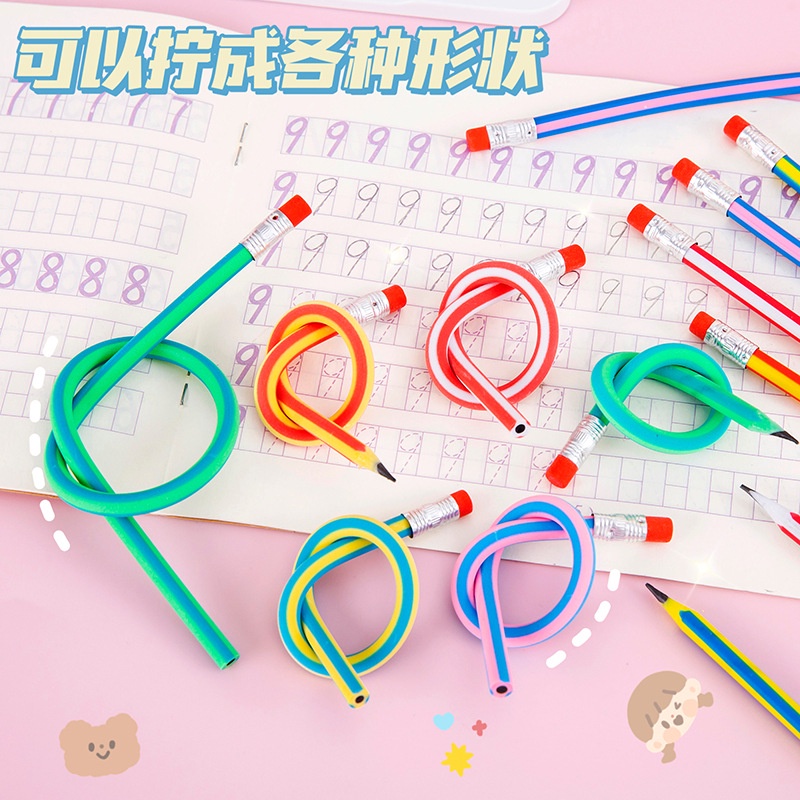 ดินสอนุ่ม PVC ลายทาง HB 30 ซม. เครื่องเขียน สําหรับโรงเรียนประถม รางวัล