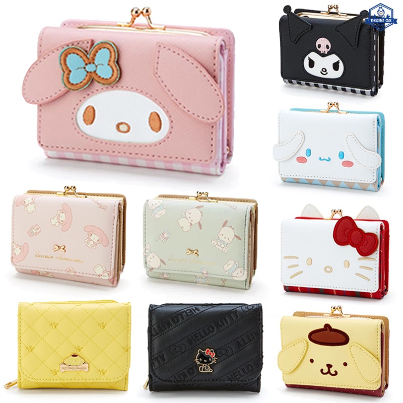 กระเป๋าสตางค์ กระเป๋าถือ หนัง PU ลายการ์ตูน My Melody Cinnamoroll Kuromi pudding Dog น่ารัก เหมาะกับเป็นของขวัญ