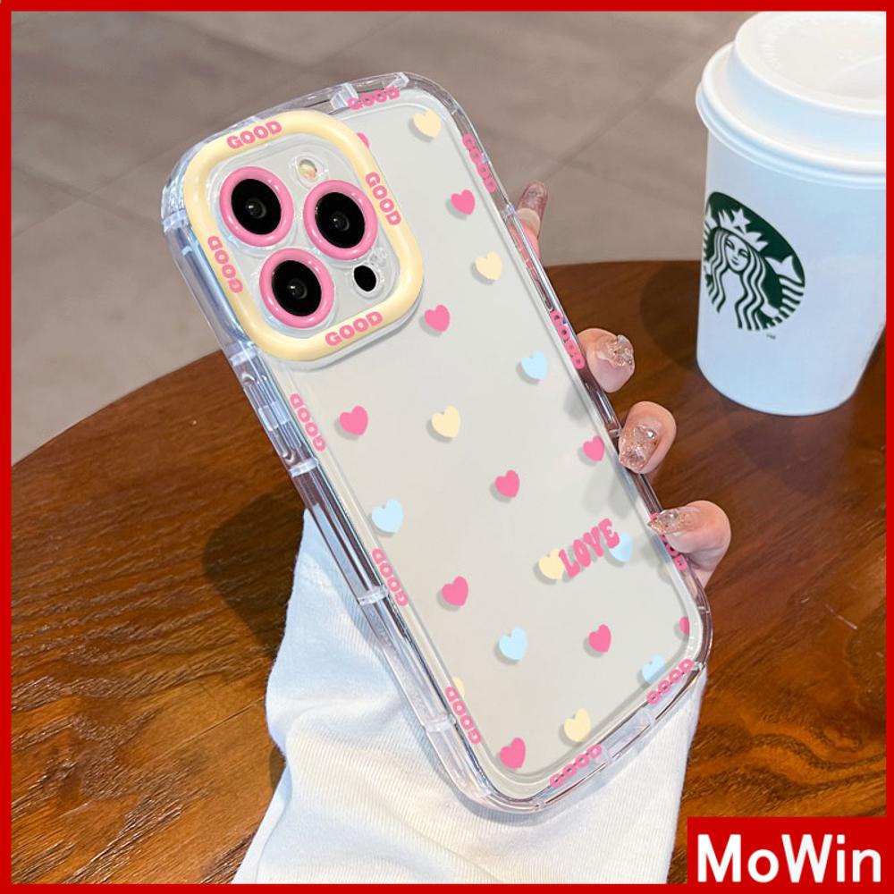 Mowin - เข้ากันได้สำหรับ 15 เคสไอโฟน11 เคส iphone 11 เคส 15 pro max สดใสเงาเคสใสถุงลมกันกระแทกนุ่ม TPU หัวใจสีสันสดใสเข้ากันได้กับ 14 PRO MAX 13 12 XR XS 7Plus 8 PLUS