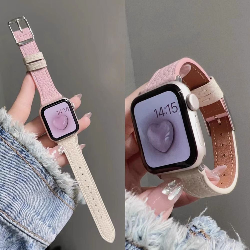 สายนาฬิกาหนังแท้ลายลิ้นจี่เหมาะสำหรับ iwatch8 applewatch7รุ่นแอปเปิ้ลนาฬิกา5/4321 /se