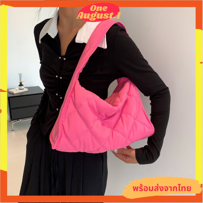 พร้อมส่งจากไทย กระเป๋าผ้านุ่มนิ่มสะพายไหล่จุของได้เยอะ S069