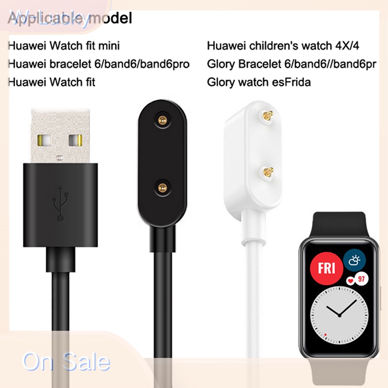 W-lucky อะแดปเตอร์สายชาร์จสมาร์ทวอทช์ USB 2pin แบบพกพา สําหรับ Honor Watch ES Huawei Band 7 Honor Band 6 6 Pro Mini