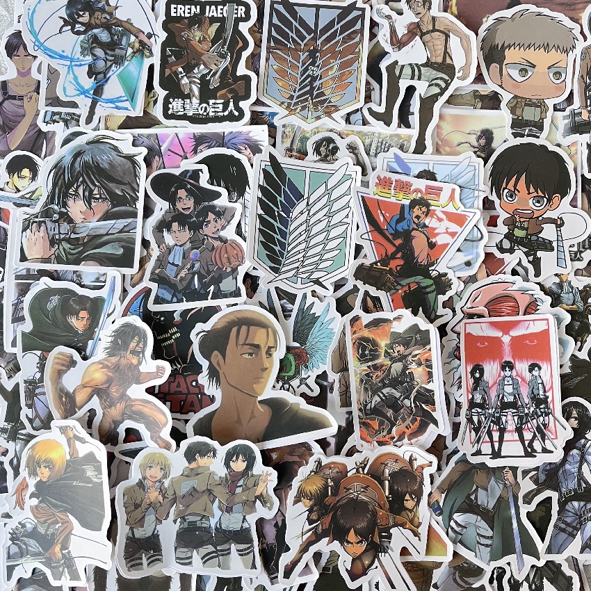 100Pcs/Set ❉ Attack on Titan Stickers ❉ Eren Mikasa Ackerman Armin Arlert Levi Fashion DIY Decals Doodle Stickers
