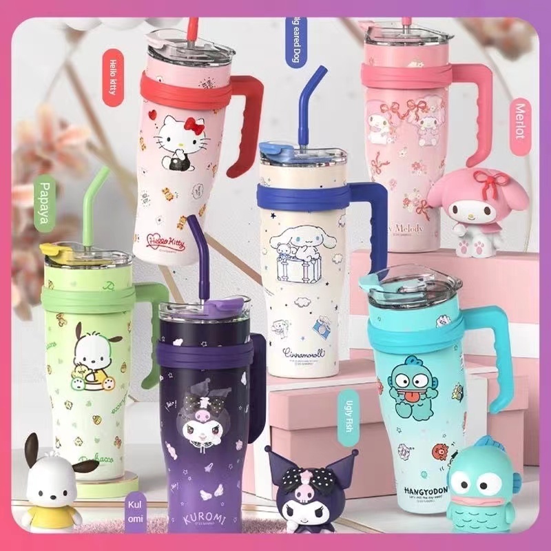 แก้วน้ำสเตนเลส316แก้วกาแฟสเตนเลส 40oz/1200ML ลายสุนัขซานริโอ้ สวยงาม แก้วเก็บความเย็น แก้วเก็บความเย็น สแตนเลสถ้วยน้ำควา