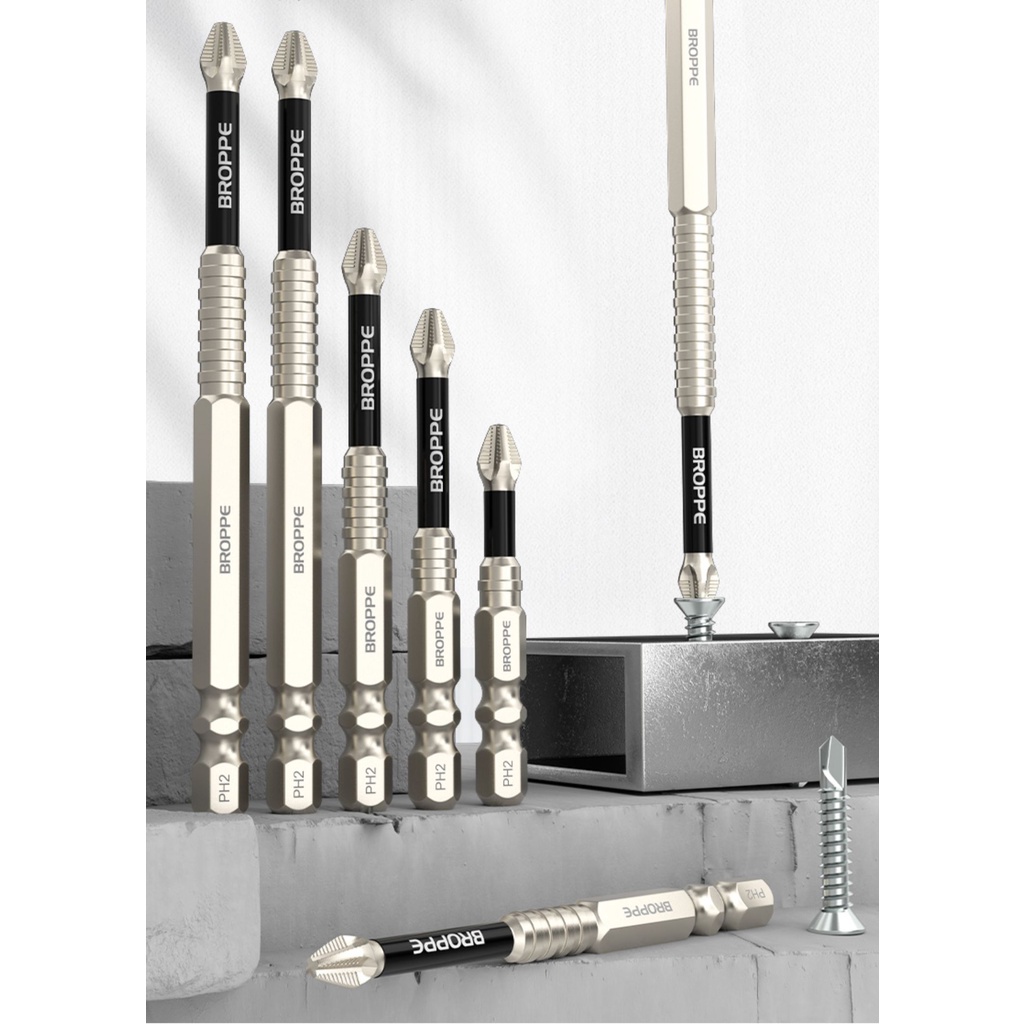 Anti-slip Magnetic PH2 Phillips ไขควง Bits, Shock-proof S2 เหล็ก 1/4 "Hex Shank Cross Head สกรู Impact Driver Bit ทนต่อแรงกระแทก