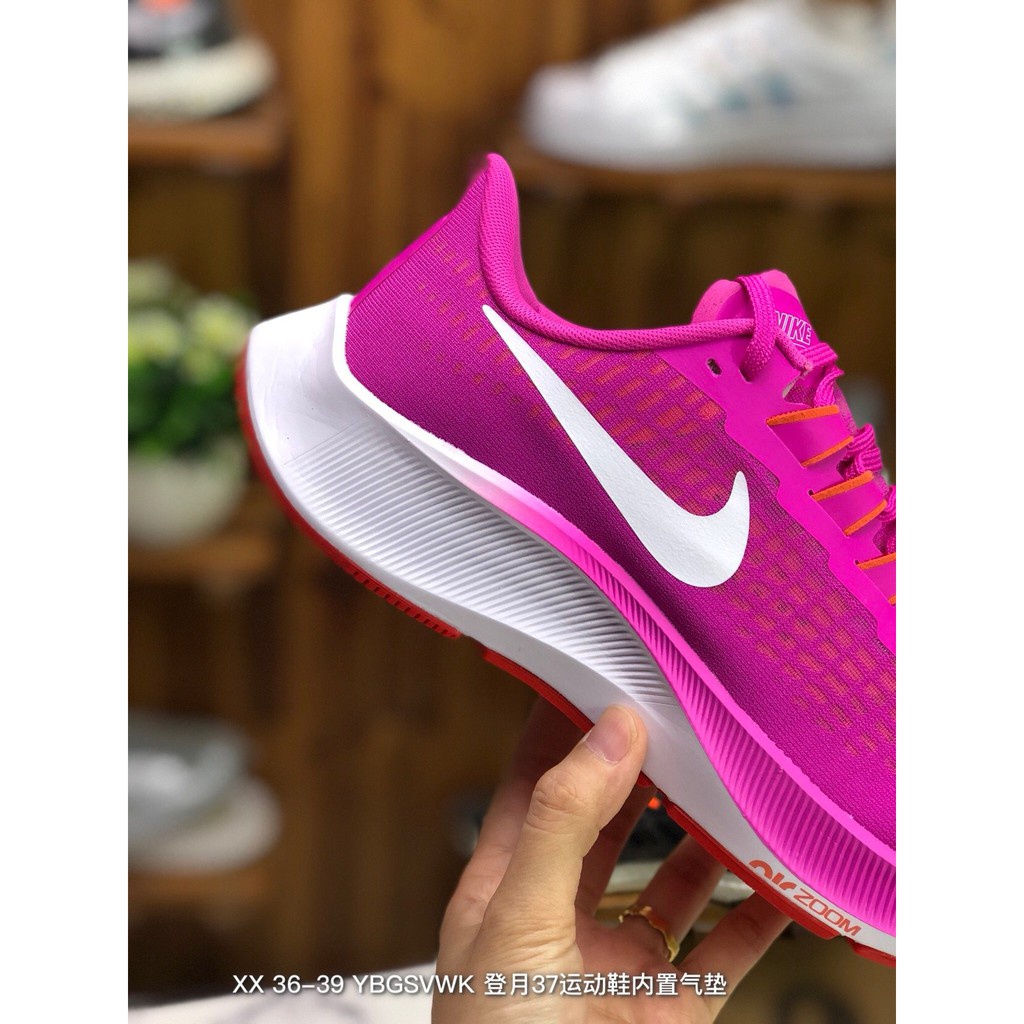 Hot Sale Nike Air Zoom Pegasus 37 Turbo 2 Shock Absorption Women's Pink Air Cushion Jogging Shoes B