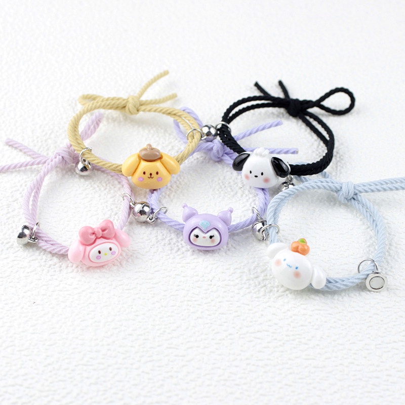 Sanrio ใหม่ Kuromi Cinnamoroll สร้อยข้อมือแม่เหล็ก สําหรับนักเรียน เพื่อนสนิท