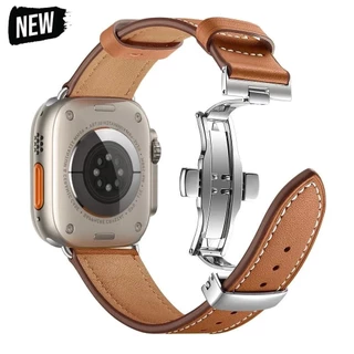 สายนาฬิกาข้อมือหนัง สําหรับ Apple watch 49/44/41/40/42/38 มม. 45 มม. 45 มม. iWatch sieries 3 5 SE 6 7 8 9 10 11 ultra 2