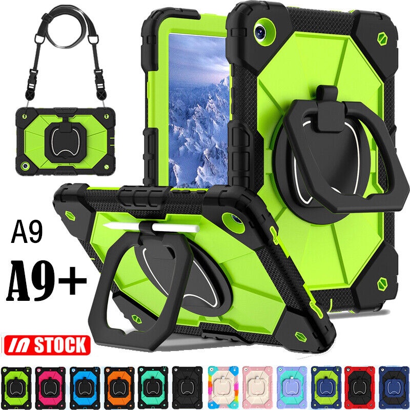 เคสมือถือ พร้อมสายคล้อง กันกระแทก หมุนได้ 360 องศา สําหรับ Samsung Galaxy Tab A9 A9+ 8.7 11.0 SM-X110 X115 X117 X210 X216B