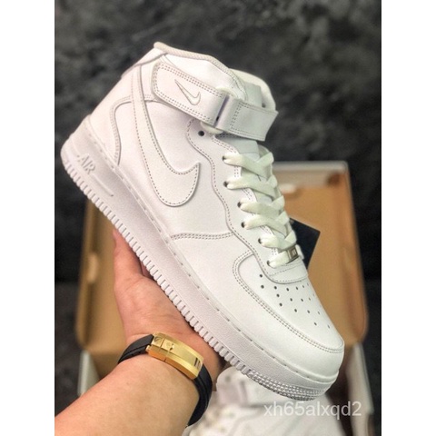Nike Air Force 1 all-white High Top Sneakers pure white Air Force One Premium รองเท้า true