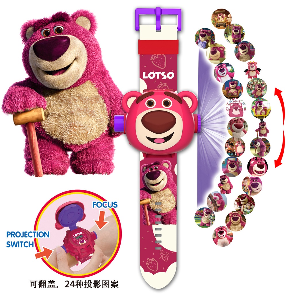 นาฬิกาข้อมือดิจิทัล โปรเจคเตอร์ ฉลาม 24 ภาพ ของเล่นสําหรับเด็ก