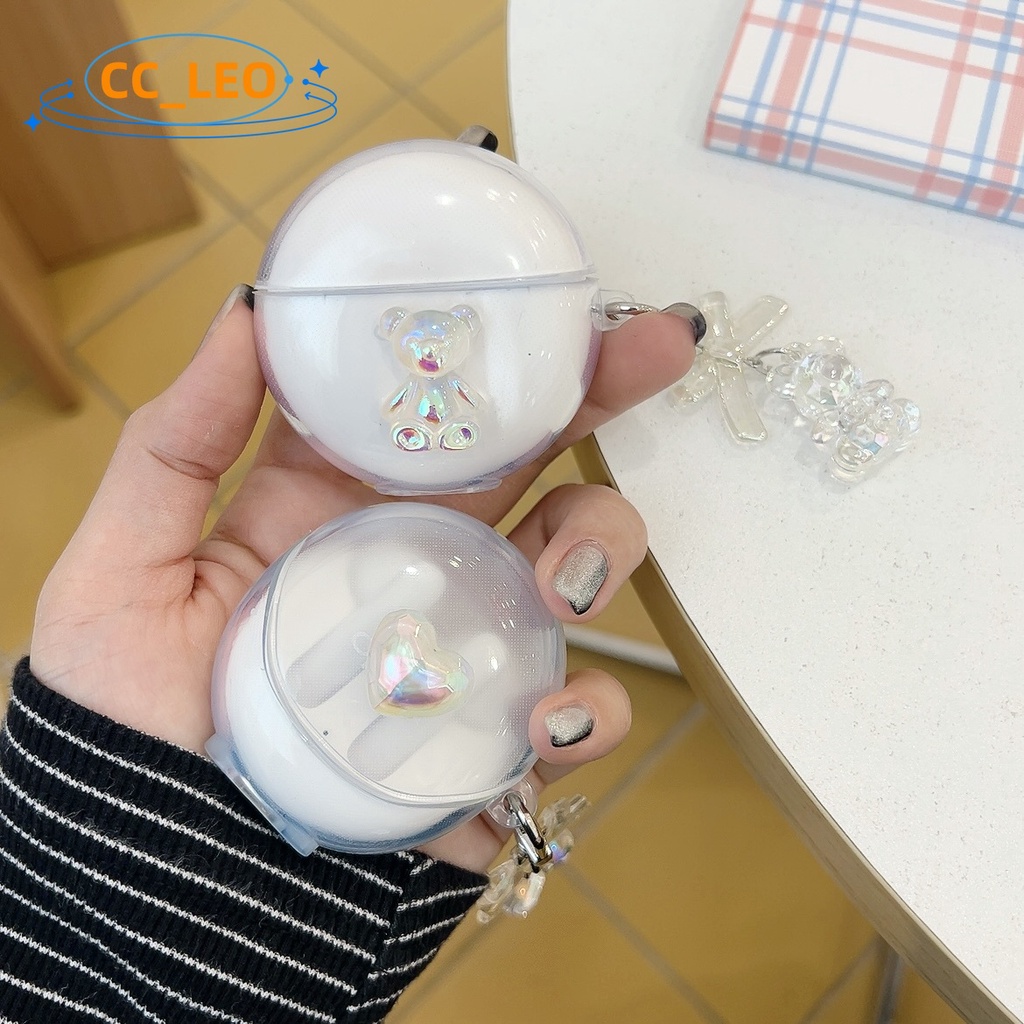 For Realme Buds T300 / Realme Buds Air5 Pro Clear Case Cartoon Bear Pendant Realme Buds T100 / Buds 