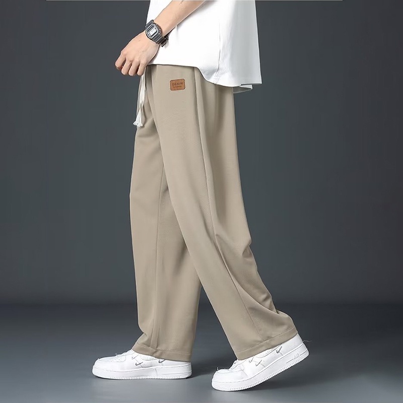 【M-5XL】กางเกงขายาว ลําลอง แฟชั่นสําหรับผู้ชาย พลัสไซซ์ 3 สี ​​กางเกงขายาวลําลอง ขากว้าง ทรงหลวม ระบายอากาศได้ดี สีกากี แฟชั่นฤดูร้อน สไตล์เกาหลี