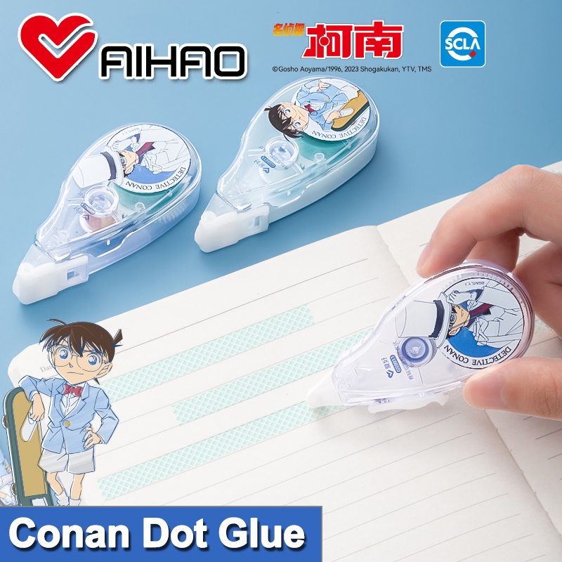 1pcs AIHAO GS9911 x Detective Conan Co branded 8M Dot Tape นักเรียน DIY Hand Ledger Dot กาวสองหน้า