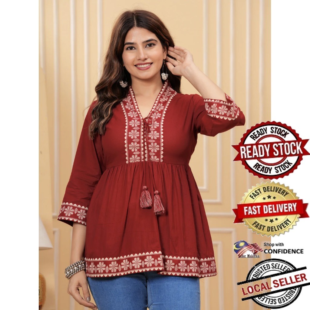 Kurti ผู้หญิงอินเดีย Kurtis Top Saree Sari Punjabi ชุดสําเร็จรูป Kurti UD42647APTP