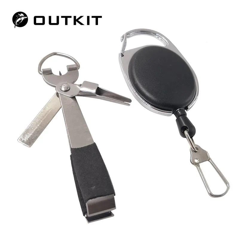 Outkit ตกปลาสแตนเลส Nipper เครื่องตัดสาย Clipper Hook Eye ทําความสะอาด Quick Knot เครื่องมือ Hook Sharpener Fly Tying เครื่องมือ Tackle