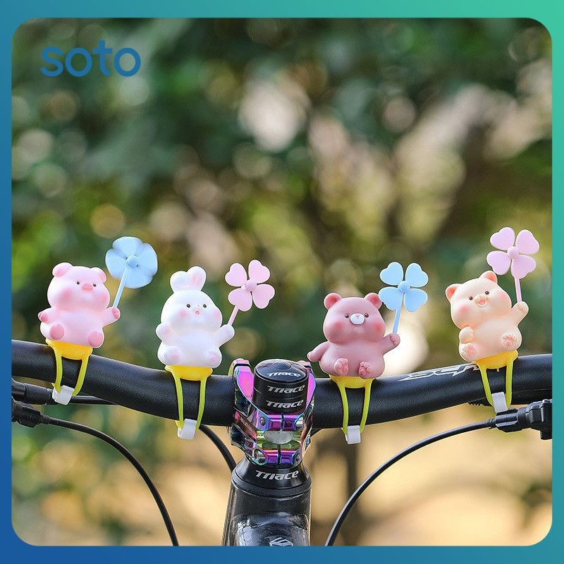 ♫ ตุ๊กตาสัตว์น่ารัก หมูสีชมพู จักรยาน กังหันลม ตกแต่งมอเตอร์ไซค์