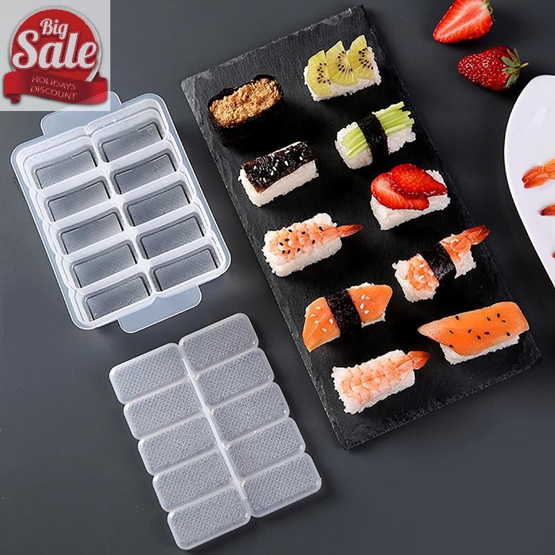 AF 5/10 กริดข้าวแม่พิมพ์ซูชิ Non-stick ความดันกล่องเก็บอาหารกลางวันเครื่องมือ DIY Home Kitchen Clear Onigiri แม่พิมพ์ A