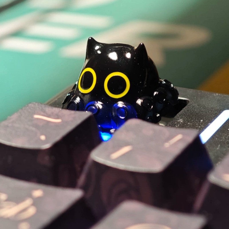 Octopus Cat Keycap 3D การ์ตูนสร้างสรรค์ MX สวิทช์คีย์บอร์ดส่วนบุคคลเรซิ่น Keycaps DIY Lord Of Mysteries สีดํา Klein น่ารัก Keycap