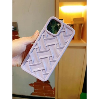 เคสโทรศัพท์มือถือ แบบนิ่ม ลายสาน สีม่วง 3D สําหรับ iPhone 11 12 12Pro 12promax 14 13 13Pro 13promax 14Pro 14promax 14