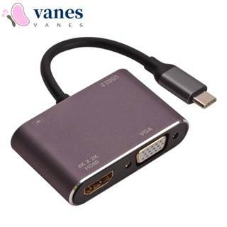 Vanes1 4 IN 1 อะแดปเตอร์แปลง Type-C เป็น HDMI VGA USB C เป็น HDMI Type-C เป็น HDMI สําหรับคอมพิวเตอร์ โน้ตบุ๊ก เมาส์