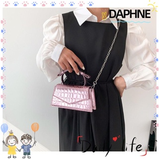 Daphne กระเป๋าสะพายไหล่ กระเป๋าถือ หนัง Pu ขนาดเล็ก แต่งสายโซ่คล้อง แฟชั่นสําหรับเด็กผู้หญิง