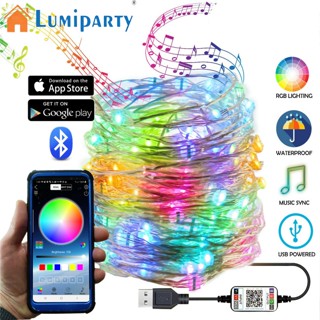 Lumiparty สายไฟ Rgb โลหะ บลูทูธ เข้ากันได้กับแอพโทรศัพท์ สายไฟทองแดง