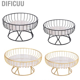 Dificuu Serving Tray  Iron Marblel High Foot Fruit for Home