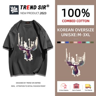 TrendSir✨พร้อมส่ง✨เสื้อยืดแขนสั้น💖ผ้าคอตตอน วินเทจ คอกลม ลายการ์ตูน👌oversize เสื้อโอเวอร์ไซส์เกาหลี เสื้อยืดตัวใหญ่สไตล์เกาหลีน่ารัก✔สำหรับชายและหญิง