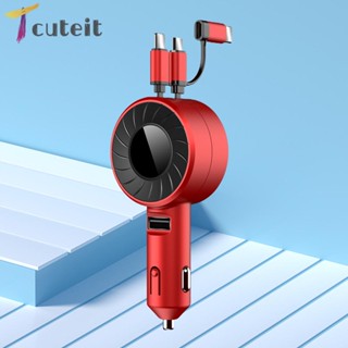 Tcuteit 3 in 1 ที่ชาร์จโทรศัพท์มือถือในรถยนต์ Micro USB สําหรับ Xiaomi Vivo Car Fast Charger