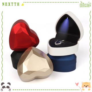 Nextth กล่องแหวนแต่งงาน รูปหัวใจ แบบพกพา พร้อมที่ใส่เครื่องประดับ มีไฟ LED