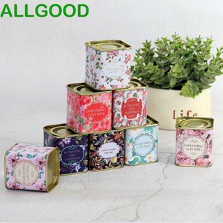 Allgoods กระป๋องโลหะ ทรงสี่เหลี่ยม ขนาดเล็ก แบบพกพา สําหรับใส่ชา