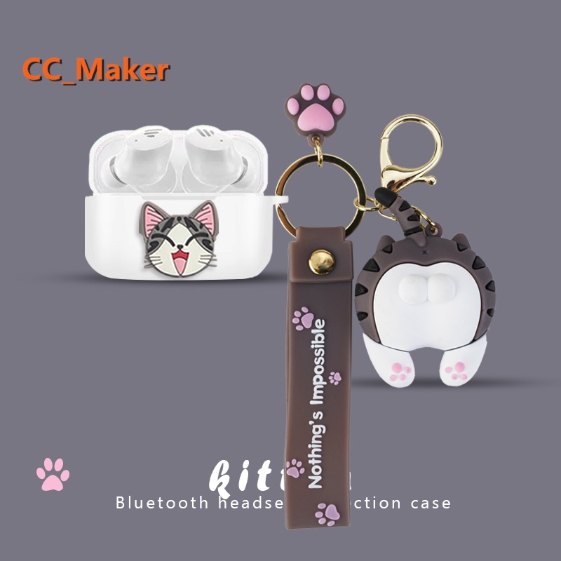 For EDIFIER TWS1 Pro2 Case Cute Cat Kurumi Keychain Pendant EDIFIER TWS1 Pro2 Silicone Soft Case Car