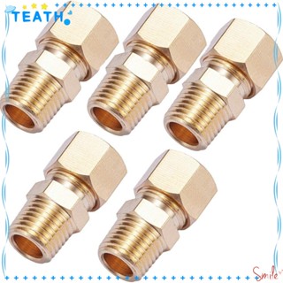 Teath ข้อต่อเชื่อมท่อน้ํามัน ทองเหลือง สีเหลือง NPT ตัวผู้ 3/8 นิ้ว OD x 1/4 นิ้ว แบบพกพา 5 ชิ้น