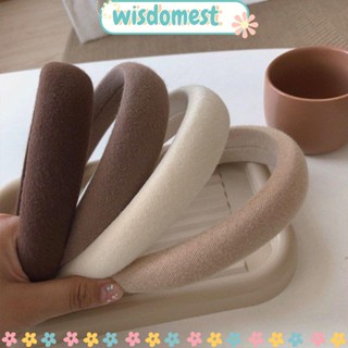 WISDOMEST ที่คาดผมฟองน้ํา ผ้ากํามะหยี่ สีพื้น สไตล์วินเทจ แฟชั่นสําหรับผู้หญิง