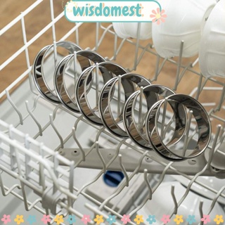 Wisdomest ชุดแหวนมัฟฟิน สเตนเลส ทรงกลม ไม่ติดผิว ทนทาน 3.2 นิ้ว สีเงิน 6 ชิ้น