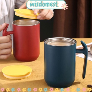 Wisdomest แก้วกาแฟ สเตนเลส สองชั้น ความจุขนาดใหญ่ แบบพกพา