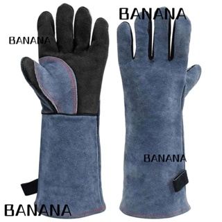 Banana1 ถุงมือเชื่อม หนังวัว สีดํา ทนไฟ อุปกรณ์เสริม สําหรับงานเชื่อม 1 คู่