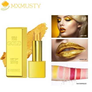 Mxmusty ลิปสติก ลิปกลอส เนื้อแมตต์กํามะหยี่ กลิตเตอร์ สีทอง ติดทนนาน 7 สี กันน้ํา ไม่เหนียวติด