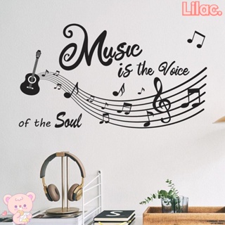 Lilac สติกเกอร์ไวนิล ลายตัวอักษร Music is The Voice of The Soul แกะออกได้ สําหรับติดตกแต่งผนังบ้าน ห้องนั่งเล่น