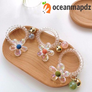 Oceanmapdz ยางรัดผม ยืดหยุ่น หรูหรา หวาน น่ารัก มินิมอล คริสตัล ดอกไม้ Ins สไตล์อารมณ์ เชือกผม