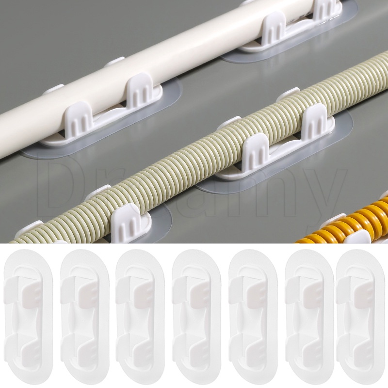 คลิปหนีบท่อน้ํา PVC แบบมีกาวในตัว / คลิปหนีบท่อระบายน้ําเครื่องซักผ้า ไม่ต้องเจาะ แคลมป์ยึดสายไฟในครัวเรือน / ติดตั้งบนผนัง