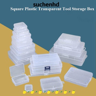 Suchenhd กล่องพลาสติกใส ทรงสี่เหลี่ยม แบบพกพา ทนทาน สําหรับใส่เครื่องประดับ ลูกปัด